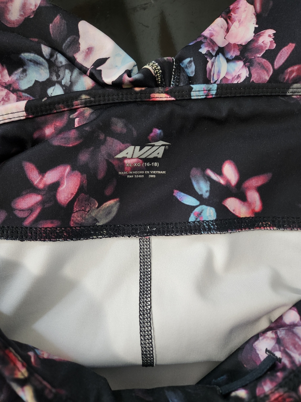 Avia Leggins Active Leggings - Black Base with Multicolor Blooms - Picture 3 of 4
